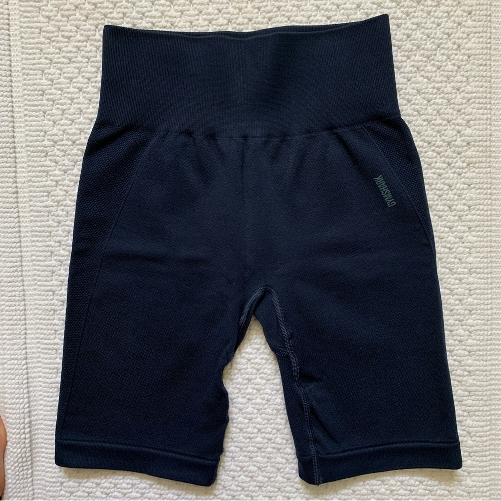 Gymshark Navy Blue Flex Cycling Shorts in XS, 8 inch inseam